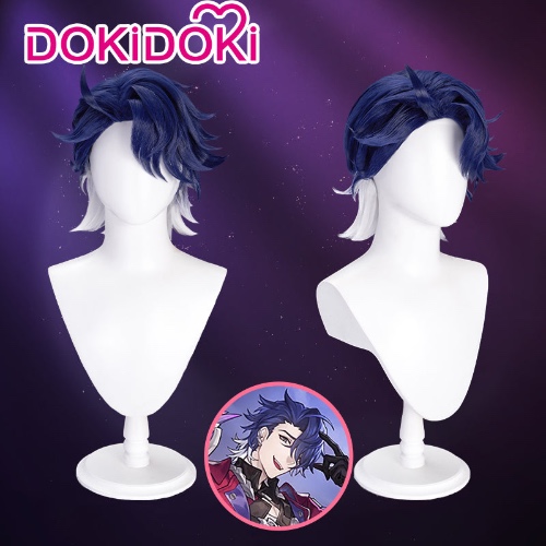 DokiDoki Game Honkai: Star Rail Cosplay Sampo Koski Cosplay Wig Short Straight White Blue | Sampo Koski-PRESALE