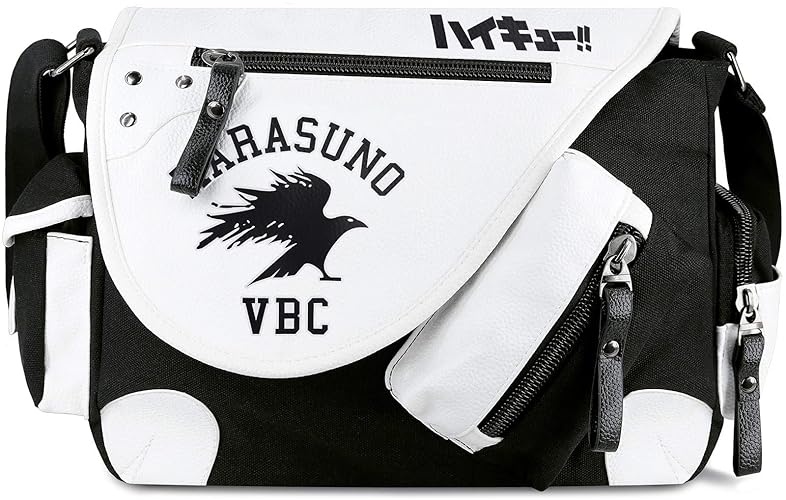 Roffatide Anime Haikyuu Messenger Bag Canvas Crossbody Bag Flap Synthetic Leather Print Shoulder Bag Satchel School Bag