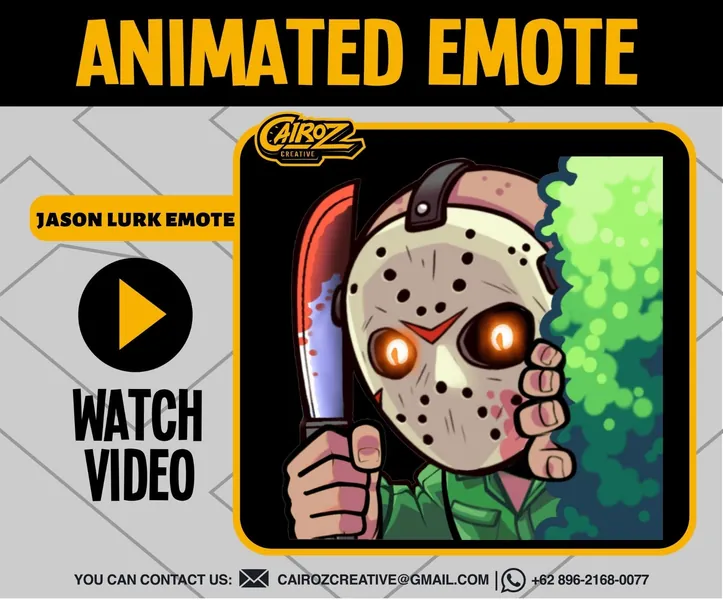 Animated Jason Voorhees Lurk Twitch Emotes, Horror, Halloween Spooky Season, Chibi DBD Twitch Emotes - Dead by Daylight - by Cairoz Creative