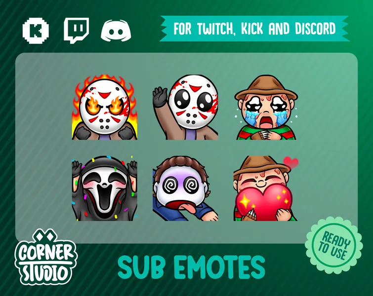 Old Horror versions Twitch, Discord & Kick emotes for streaming or gaming