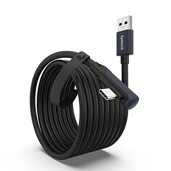 Syntech Link Cable 16 FT Compatible with Quest 3/Quest2/Pico 4 Accessories and PC/Steam VR, High Speed PC Data Transfer, USB 3.0 to USB C Cable for VR Headset and Gaming PC, Black