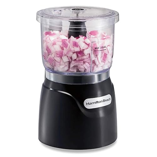 Hamilton Beach Electric Vegetable Chopper & Mini Food Processor, 3-Cup, 350 Watts, for Dicing, Mincing, and Puree, Black (72850) - Black