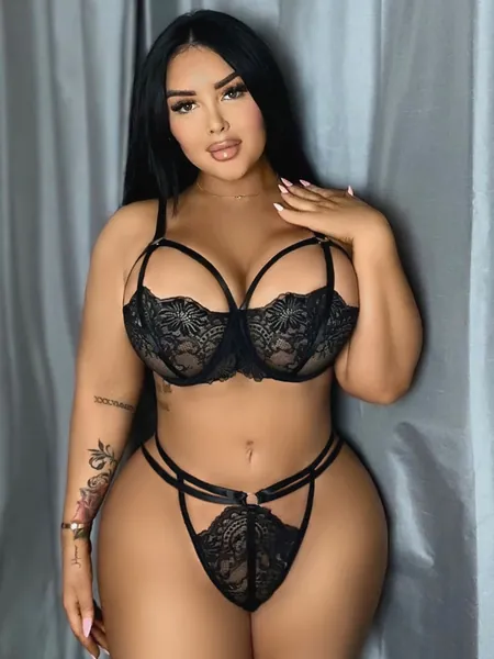 Taglie Forti Set lingerie pizzo floreale con ferretto