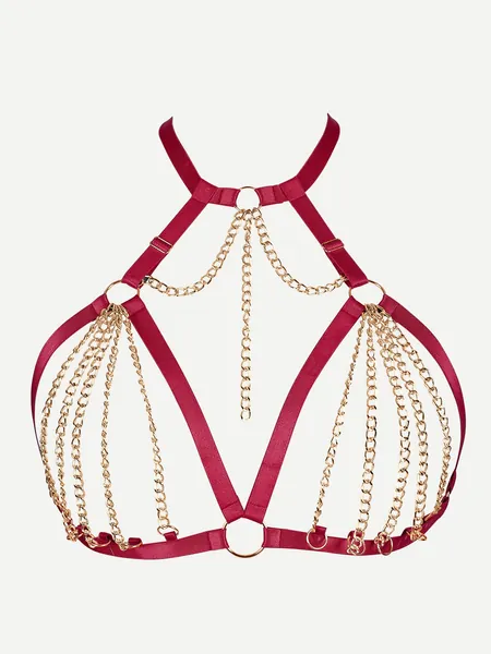 Taglie Forti Reggiseno imbracatura anello collegato dettaglio catena