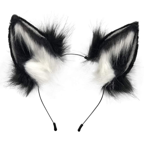 HAOAN Handmade Faux Fur Fox Wolf Ears Headband Halloween Christmas Cosplay Party Costume Accessories