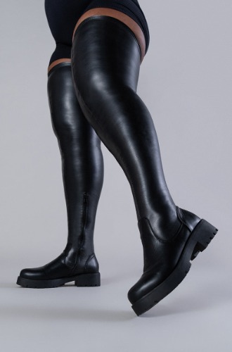 AZALEA WANG SURGICAL FLATFORM BOOT WITH 4 WAY STRETCH IN STRETCH PU | 10