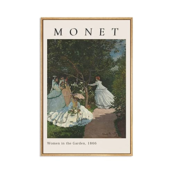 Zzuyi Monet Wall Art -Women in The Garden by Claude Monet -Impressionist Art Print for Living Room, Bedroom, Office- 12"x16" Natural Framed