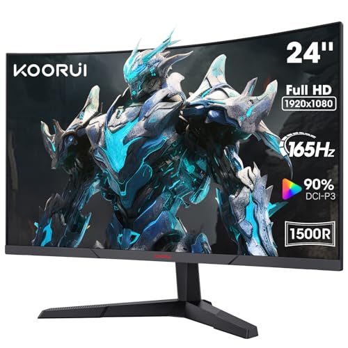 Curved Gaming Monitor, FHD 1080p, 4ms Reaktionszeit,165Hz Bildwiederholraten, DCI-P3 90%, SRGB 100%, HDMI 1.2, DP 1.2, Audioanschluss, 250cd/m² Helligkeit Schwarz 24E6C - 24 zoll/165HZ - 24E6C