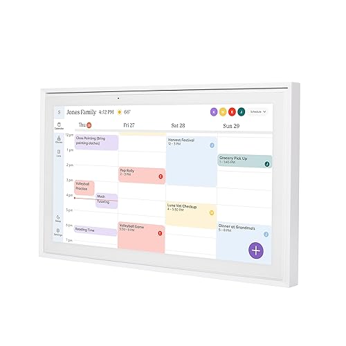 Skylight Calendar: 15 inch Digital Calendar & Chore Chart, Smart Touchscreen Interactive Display for Family Schedules - Wall Mount Included, White