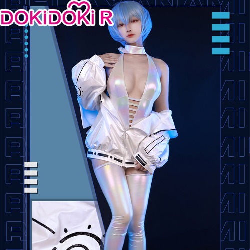 DokiDoki-R Anime EVA Neon Genesis Evangelion Cosplay Ayanami Rei Costume ASS White Bodysuit | M