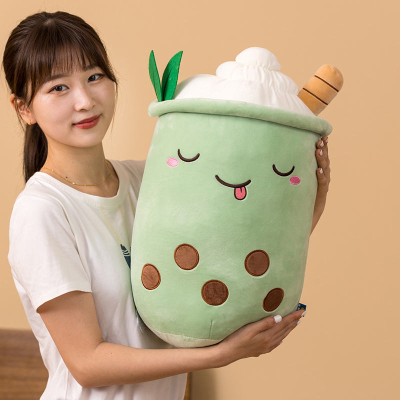 Plush Bubble Milk Tea Pillow - green