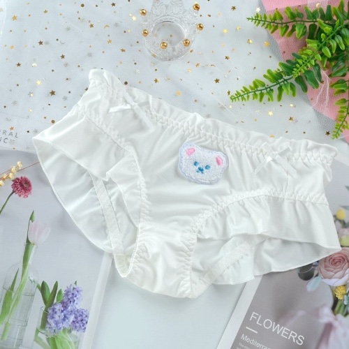 Satin Baby Bear Panties - White / L