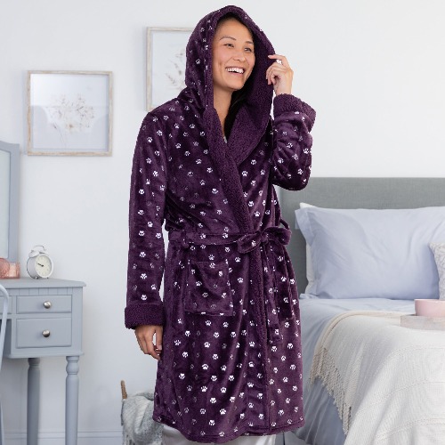 Regal Silver Paws Hooded Robe | L/XL