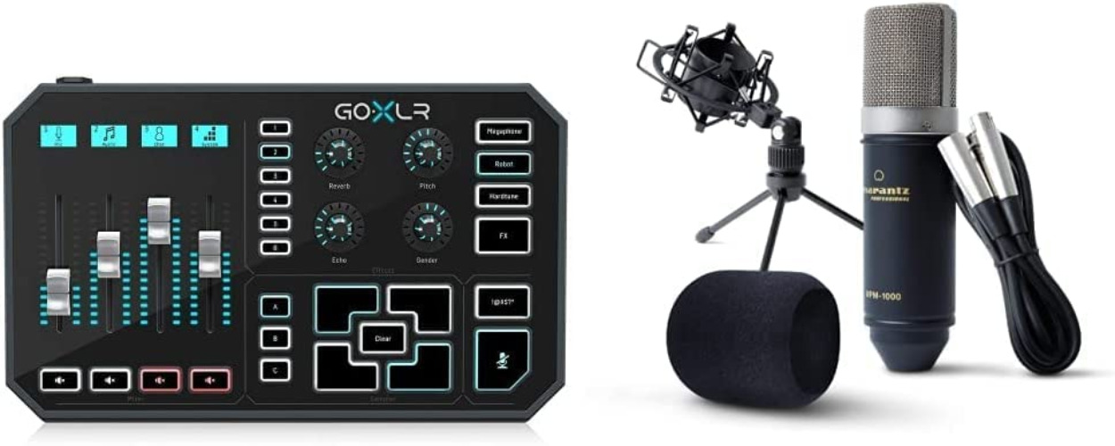 TC Helicon GoXLR Online-Broadcaster-Plattform mit 4-Kanal-Mischpult, motorisierten Fadern, Soundboard, Vocal-Effekten und XLR mikrofon - GoXRL & XLR Mikrofon