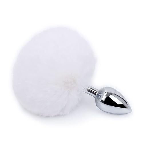 BeHorny Fluffy Bunny Tail Butt Plug, White - White