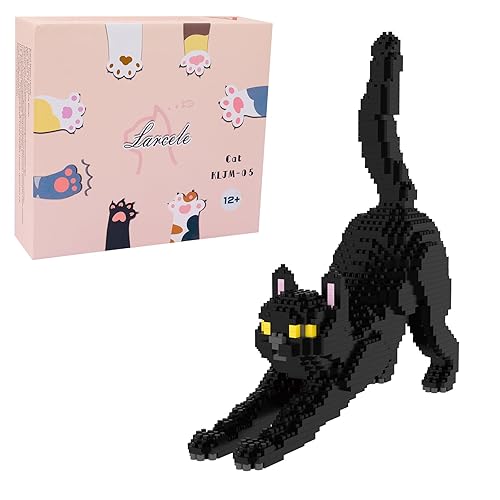 Larcele Mini Building Blocks Animal Set, DIY Micro 3D Building Toy Bricks,999 pcs KLJM-05 (Black Cat) - Black Cat
