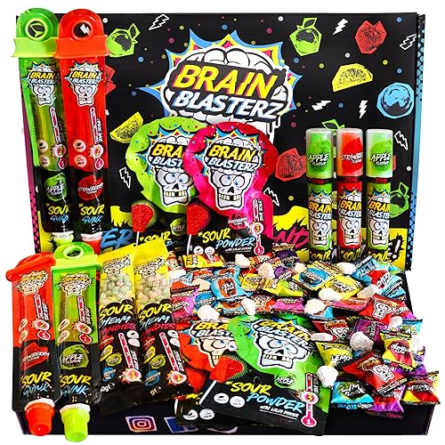 Confezione regalo di caramelle Brain Blasterz Sour Candy taglia L - Collezione Extreme Sour Candy - Articoli speciali aggiuntivi