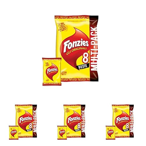 Fonzies Gli Originali, Croccantini di Mais al Formaggio, Cotti al Forno, 188g (multipack 8 bustine da 23,5g) (Confezione da 4) - 188 g (Confezione da 4)