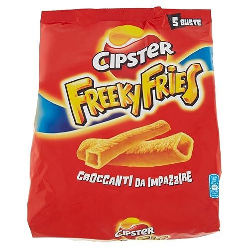 Cipster Freeky Fries, Chips di Patate, Forma Unica e Croccanti da Impazzire, 125g (multipack 5 bustine da 25g) - 25 g (Confezione da 5)