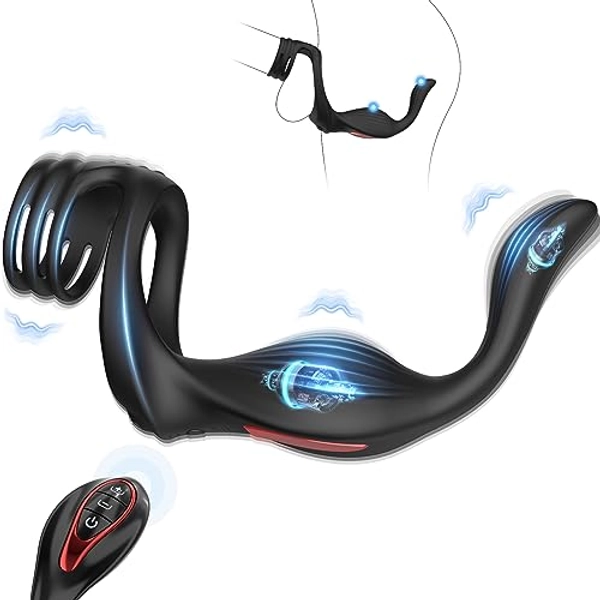 Vibrating Cock Ring Anal Plug - Sex Toys for Men Adult Toys Penis Ring with 11 Vibrators Modes, Vibrating Butt Plug Prostate Massager Male Sex Toy, Remote Control Vibrator Prostate Toy Anal Sex Toys