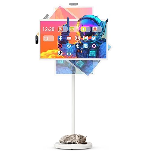 32" Portable Smart Screen 4K Portable TV with UHD Touch Screen, Portable Monitor Android OS (Support Google Store), Battery Operated with 10H Life Time, Full Swivel Rotation, Voice Remote Control