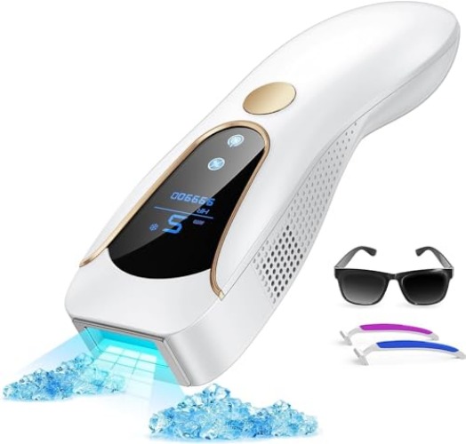 3 en 1 Depiladora de Luz Pulsada IPL con Función de Enfriamiento,HR/RA/SC,9 Nivel de Energía,999.990 Luz Pulsada,Depiladora Láser Confort Para Piernas,Bikini, Axilas, Cara, Cuerpo visión nocturna - Blanco