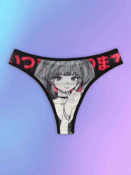 ROMWE Anime Bragas con figura de dibujos animados de malla