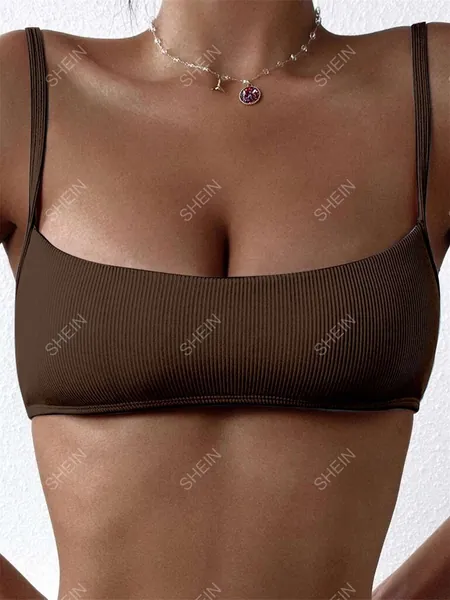 Top bikini tejido de canalé