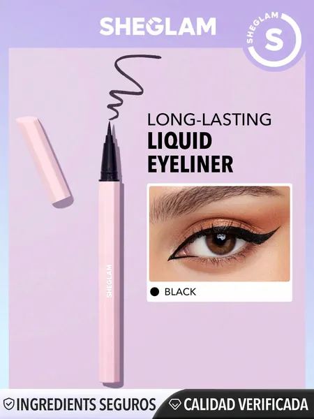 SHEGLAM Eyeliner Líquido De Belleza Eterna-negro, Impermeable, Lápiz De Eyeliner De Acabado Mate, A Prueba De Manchas, De Larga Duración, Delgado Y Ultra Fino