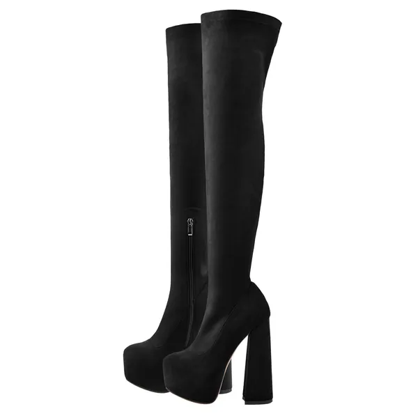 Only maker Women's Over the Knee High Boots Block Heel Platform Thigh High Booties