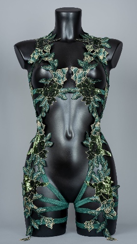 POISON IVY - Green Sequin Lace bodycage | UK 4-6/US 0-2
