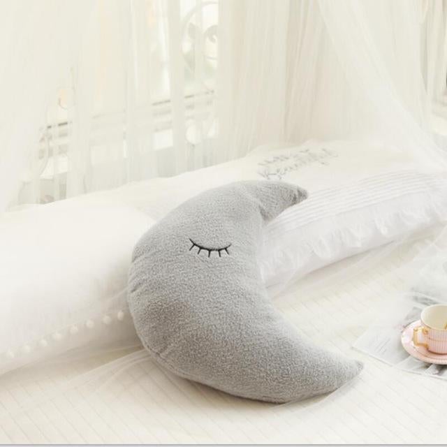 Plush Stuffed Cushion - Moon / Gray