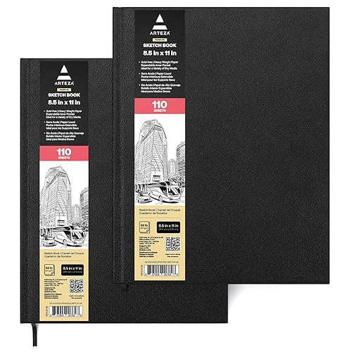 ARTEZA Sketchbook, Pack of 2, 21.6 x 27.9 cm, 110 Sheets Each, 110-gsm Drawing Pad, Art Supplies for Dry Media, Drawing, Sketching, and Journaling - 1 unité (Lot de 2)