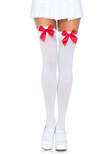 Leg Avenue Women's Satin Bow Accent Thigh Highs