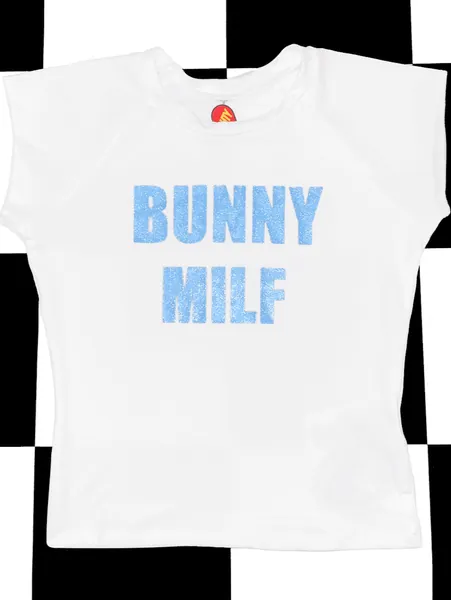 BUNNY MILF BABY TEE IN WHITE