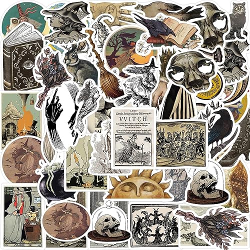 Medieval Witch Stickers,Witchy Stickers,Vintage Aesthetic Stickers for Water Bottles Laptop,Magic Fantasy Stickers - Medieval Witch