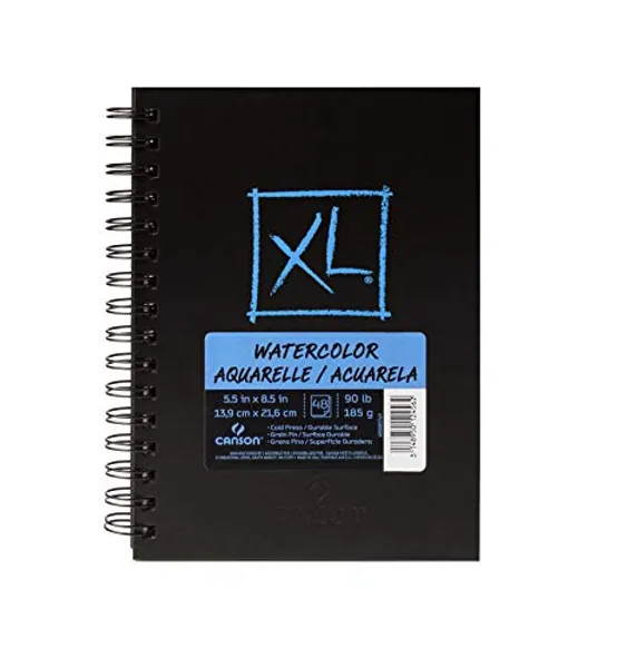 Canson XL Series Art Book Watercolor, Midweight White Paper, Side Wire Binding, 48 Sheets, 5.5X8.5 inch