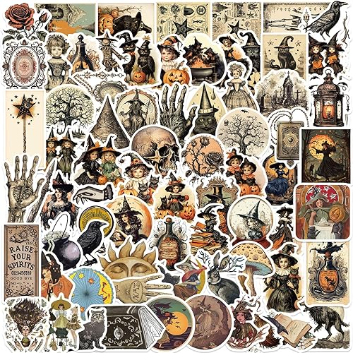 100PCS Vintage Witch Dark Academia Stickers,Victorian Witch Stickers,Witchy Aesthetic Stickers,Halloween Stickers, Witchy, Goth Stickers - Vintage Witch