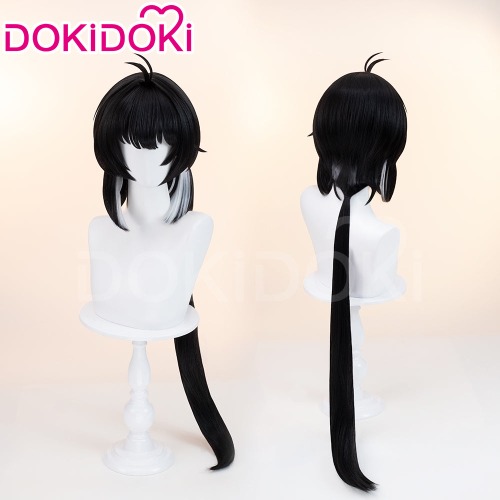 【Ready For Ship】DokiDoki Game Wuthering Waves Cosplay Rover Female Wig Long Straight Black Grey Hair | Wig Only-Ready For Ship