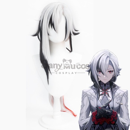 【In Stock】Genshin Impact Fatui Cosplay Wig The Knave Arlecchino Black and White Short Wig