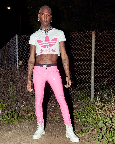 BONE FIT- KEN HOT PINK 4 WAY STRETCH VINYL JEAN | 32