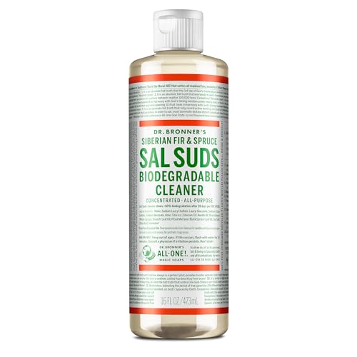 Dr. Bronner's - Sal Suds Biodegradable Cleaner (16 Ounce) - All-Purpose Cleaner, Pine Cleaner for Floors, Laundry and Dishes, Cuts Grease and Dirt - 16 Fl Oz (Pack of 1)