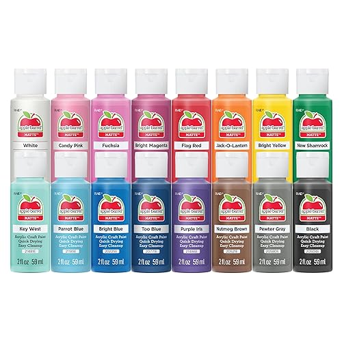 Apple Barrel, Vibrant Spectrum Collection Acrylic Craft Paint, PROMOABIII, 2 fl oz each, 16 assorted matte colors, 16 count - 16 pc Vibrant Spectrum