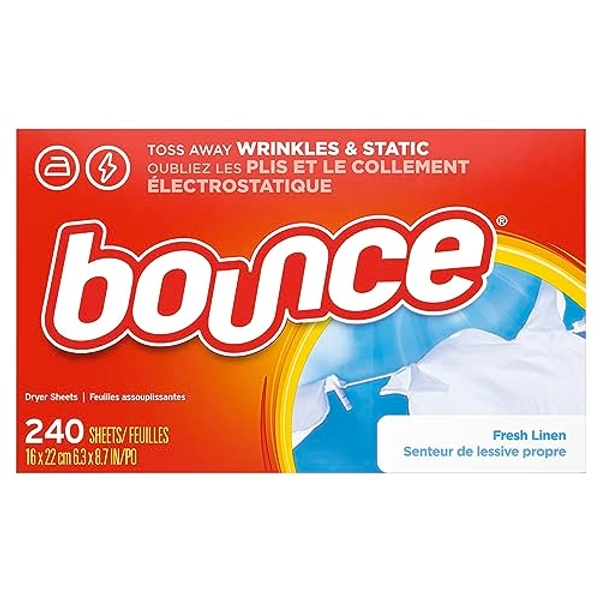 Bounce Dryer Sheets Laundry Fabric Softener, Fresh Linen Scent, 240 Count