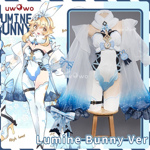 【In Stock】Exclusive Uwowo Genshin Impact Fanart: Lumine Bunny Suit Canon Outfit Cosplay Traveler Costume | M