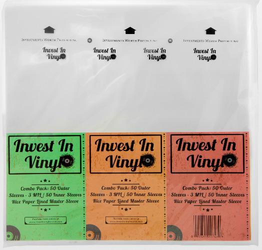 100 LP Sleeves Combo Pack (50 3 mil Outer & 50 Master Inner Sleeves) 33 RPM 12" Vinyl Record Sleeves Provide Your LP Collection with The Proper Protection - Invest In Vinyl - 