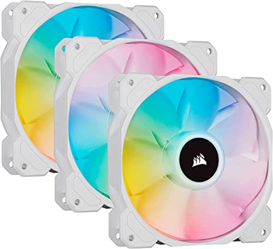 CORSAIR iCUE SP120 RGB Elite Performance 120mm White PWM Triple Fan Kit with iCUE Lighting Node - Triple Fan Kit