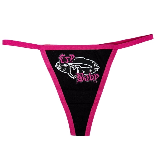Cry Baby Spiked Collar Thong Underwear - L / Black/Pink