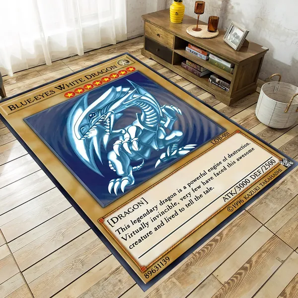 Blue-Eyes White Dragon, Dragon Card, 534 Ultimate Dragon, Anime Rug, Dark Magician, Personalized Gifts For Kids, Custom Rug, Home Decor Rug