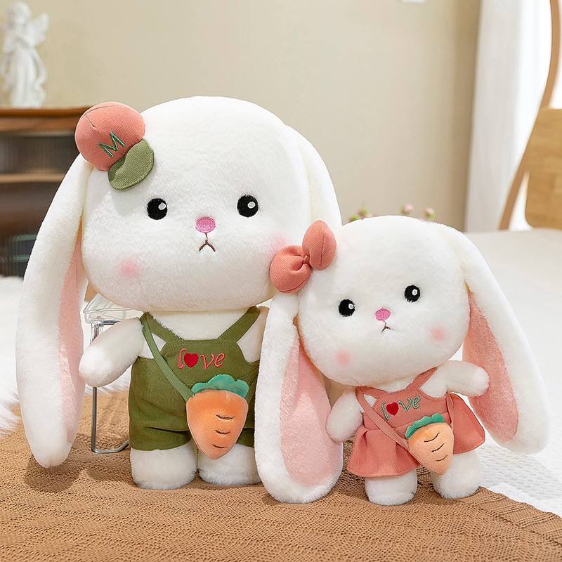 Kawaii Stuffed Bunny Plushie - Pink / 25cm